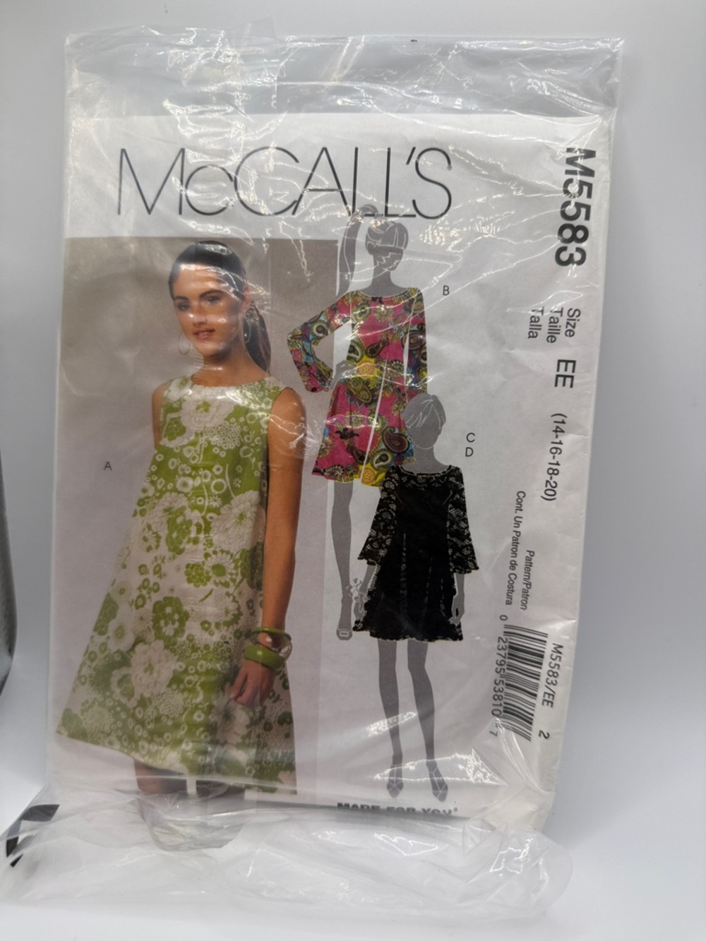 New McCall's Vintage A-Line Dress Sewing Pattern - Green & White